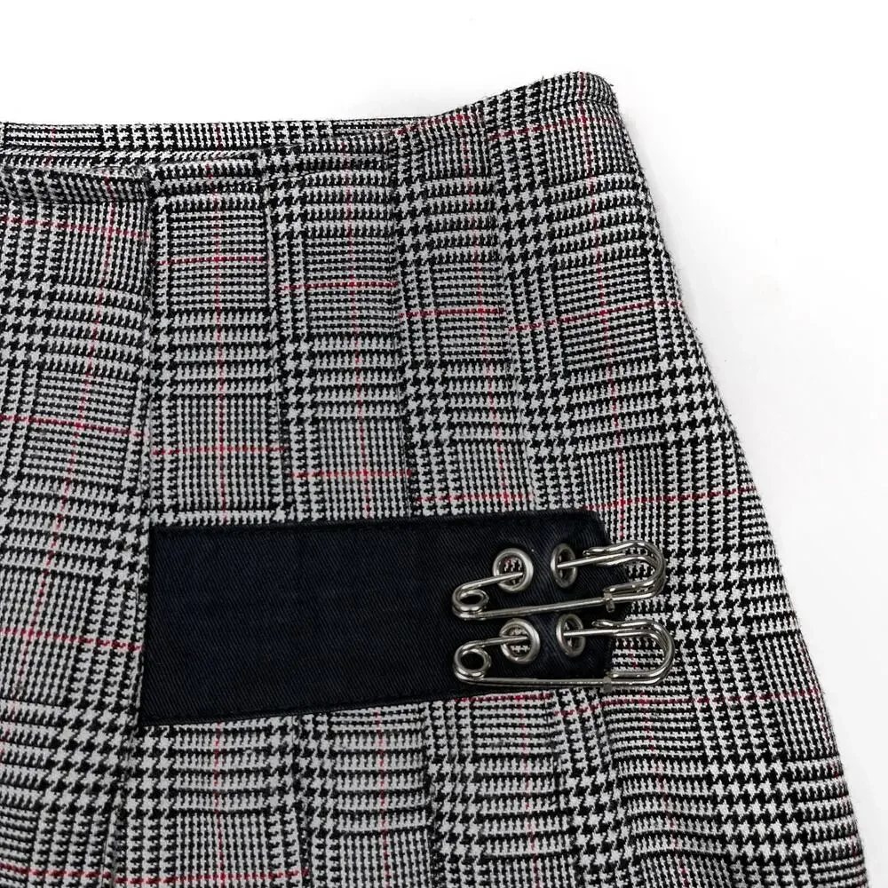 Y2K Serious Los Angeles Plaid Houndstooth Mini Skirt Small Vintage LA Clothing